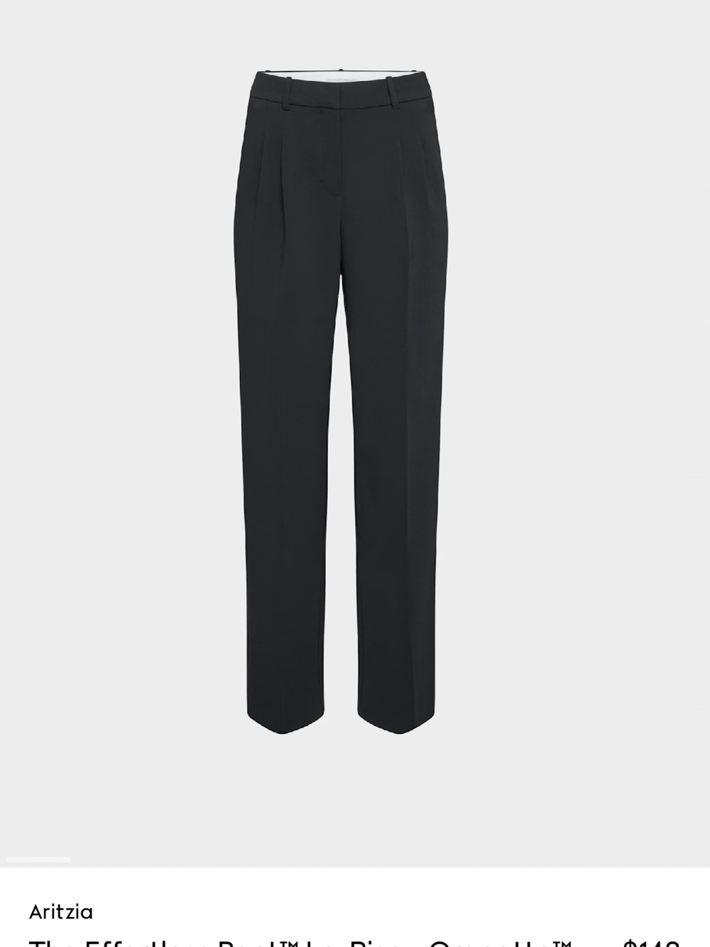 Aritzia Effortless Lo-Rise Black Tailored Straight-Leg Pants in Crepette
